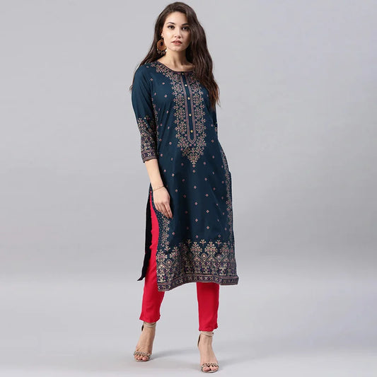 Kurtas for Women Spring Summer Women's Indian Dress Cotton Printed Floral Ethnic Style Kurti Top South Asian Clothes Novo Fusion - Chic Essentials for Life's Canvas