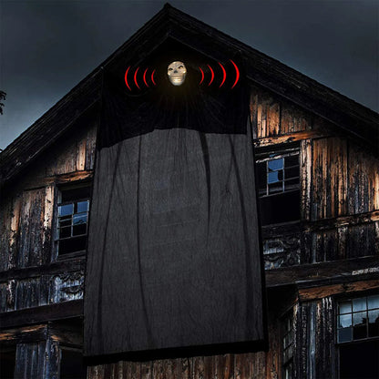 Halloween Hanging Decoration Scary Horror Atmosphere Motion Sound Activated Luminous Mask Haunted House Yard House Flying Props