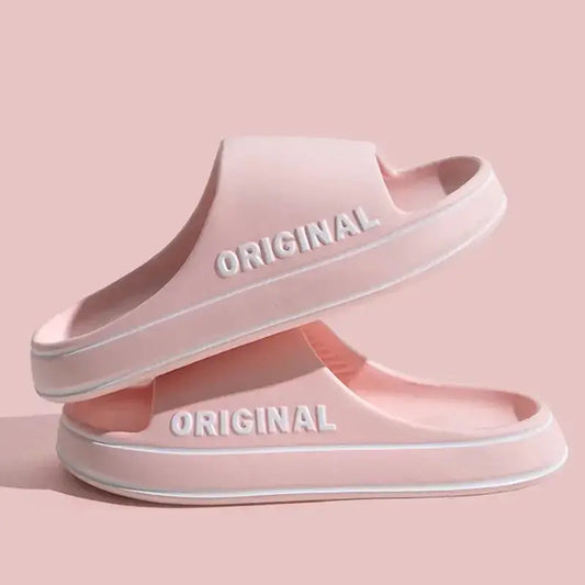 Feslishoet Women Letter Slippers Beach Slides Solid Color Mens/ Thick Sole Indoor Bathroom Anti Slip Shoes Summer Couple Sandals - Novo Fusion