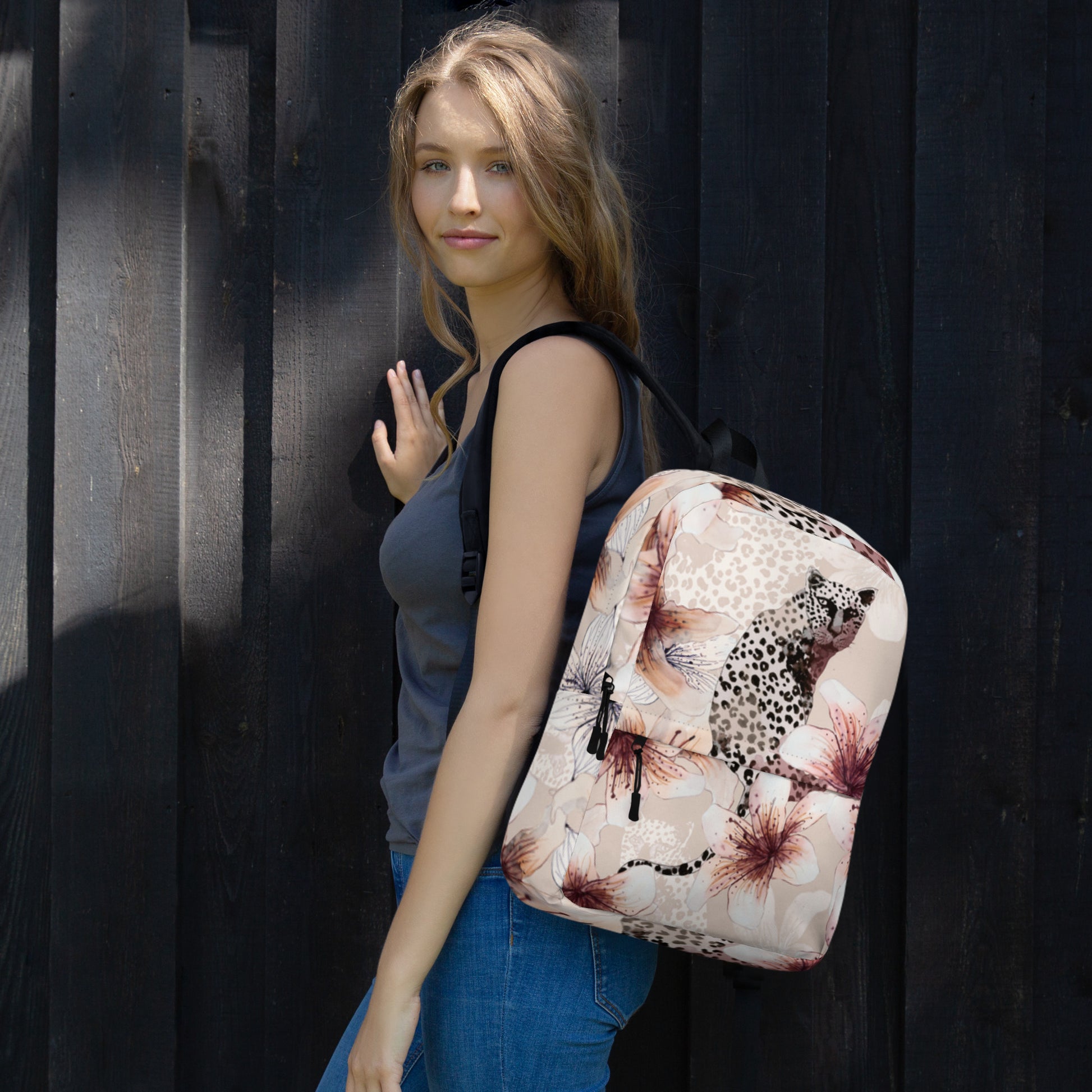 Premium Sustainable Peach Wildlife Water-Resistant Backpack - Novo Fusion
