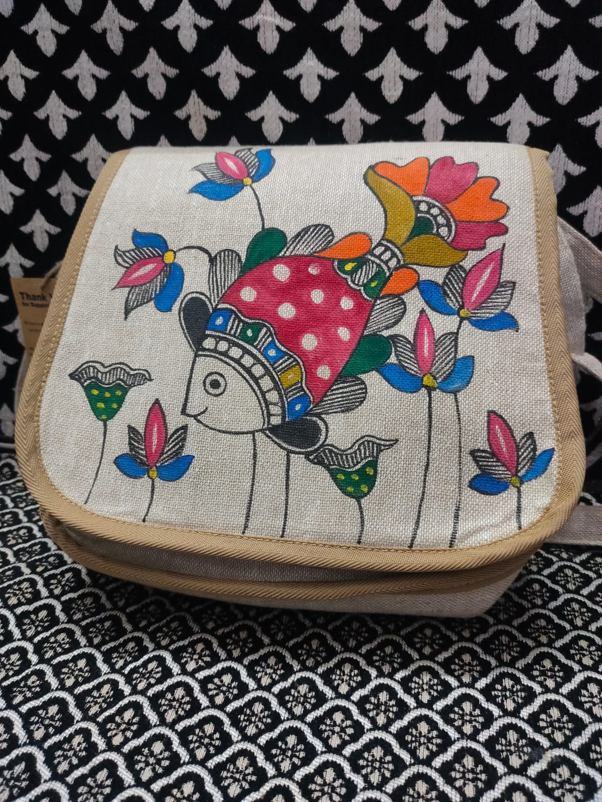 Handmade Mithila Madhubani Sling Bags | Hand painted | Mithila Painting