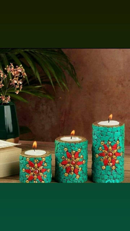 Mithila Madhubani Painting Candle Holders