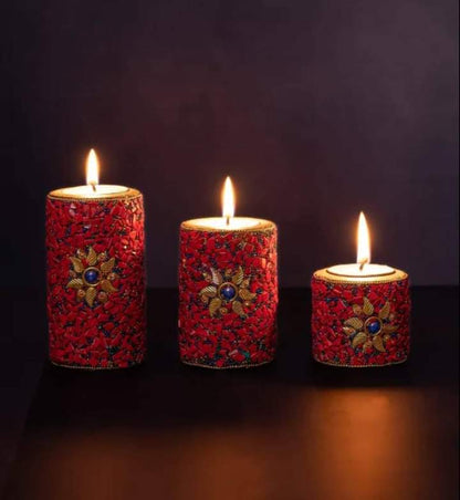 Mithila Madhubani Painting Candle Holders