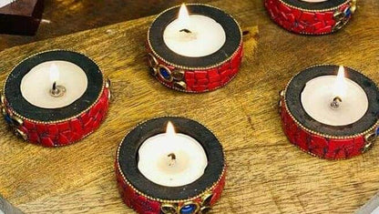Mithila Madhubani Painting Candle Holders