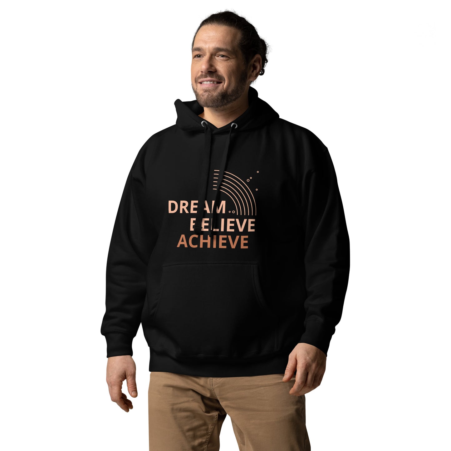 Premium 100% Cotton Softest Cool Design Luxury Fashion Sustainable Dream Believe Achieve Men Women Unisex Hoodie - Black - Novo Fusion