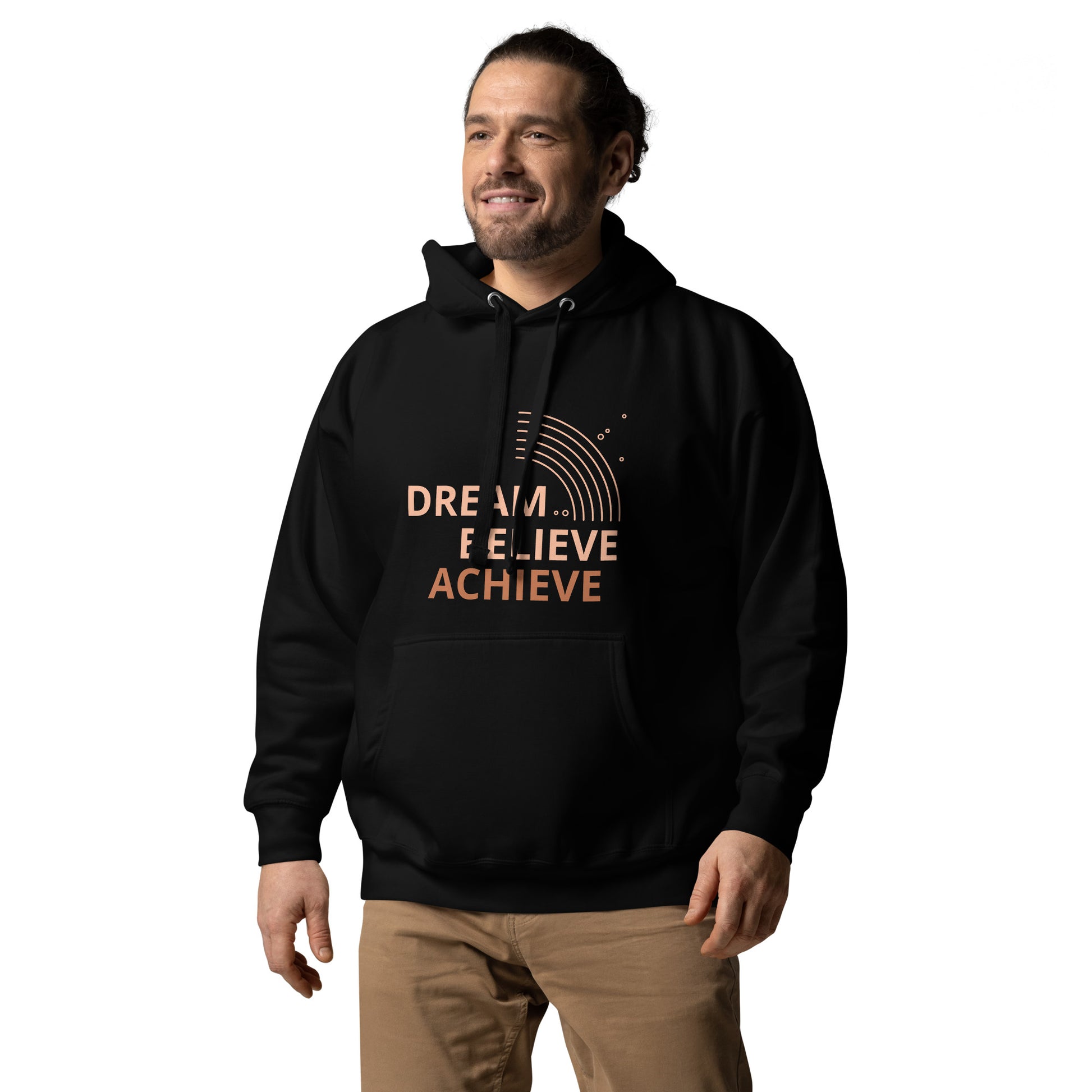 Premium 100% Cotton Softest Cool Design Luxury Fashion Sustainable Dream Believe Achieve Men Women Unisex Hoodie - Black - Novo Fusion