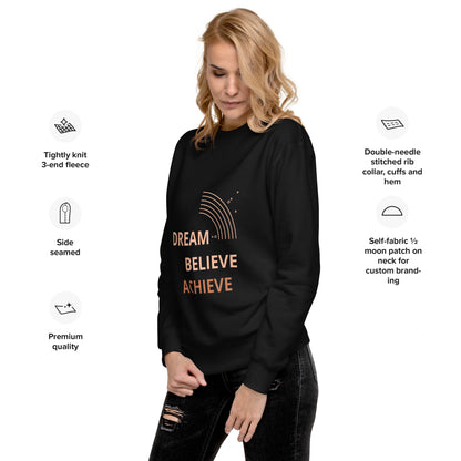 100% Cotton Premium-Quality Cool Design Fashion Sustainable Dream Believe Achieve Men Women Unisex Premium Sweatshirt - Novo Fusion