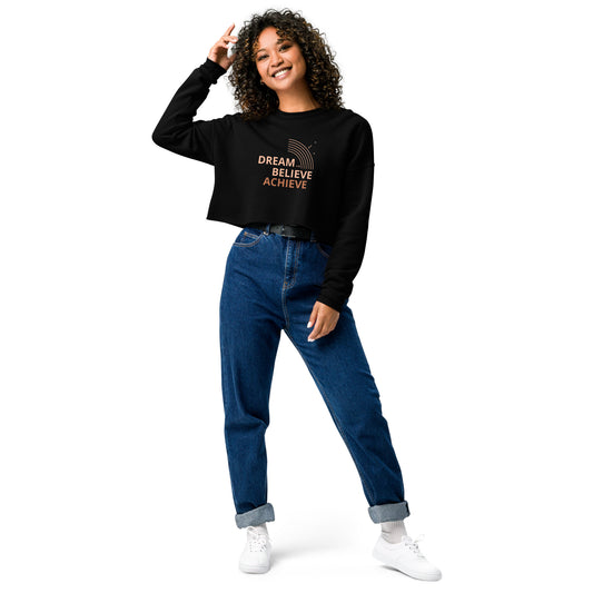 Premium Luxury Fashion Sustainable Dream Believe Achieve Crop Sweatshirt - Novo Fusion